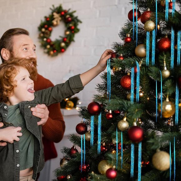 40000 Strands Tinsel Icicles 19.7 inch Christmas Tree Tinsel Décor - Green - Picture 6 of 7